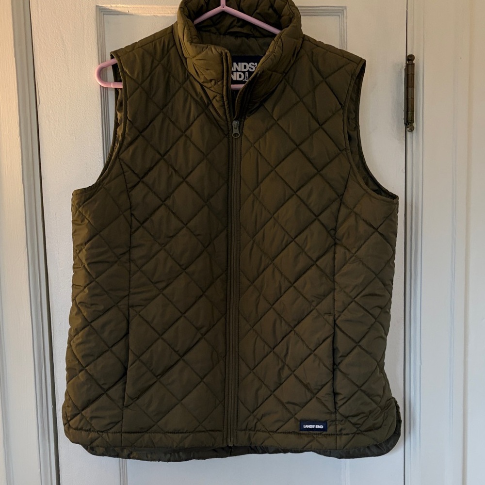 Olive green Lands End quilted vest